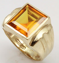 Load image into Gallery viewer, Antique 1920&#39;s Art Deco LARGE 6ct GOLDEN SAPPHIRE Handwrought 10k Solid Yellow Gold Men&#39;s Ring