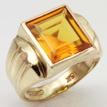 Load image into Gallery viewer, Antique 1920&#39;s Art Deco LARGE 6ct GOLDEN SAPPHIRE Handwrought 10k Solid Yellow Gold Men&#39;s Ring