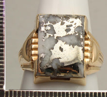 Load image into Gallery viewer, Antique 1920's Art Deco RARE Natural Silver Ore in Quartz Hand Milgrained 10k Solid Gold Men's Ring