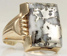 Load image into Gallery viewer, Antique 1920's Art Deco RARE Natural Silver Ore in Quartz Hand Milgrained 10k Solid Gold Men's Ring