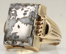 Load image into Gallery viewer, Antique 1920's Art Deco RARE Natural Silver Ore in Quartz Hand Milgrained 10k Solid Gold Men's Ring