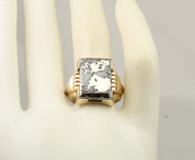 Load image into Gallery viewer, Antique 1920's Art Deco RARE Natural Silver Ore in Quartz Hand Milgrained 10k Solid Gold Men's Ring