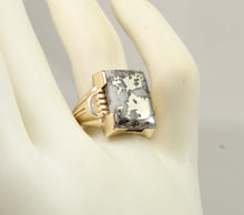 Load image into Gallery viewer, Antique 1920's Art Deco RARE Natural Silver Ore in Quartz Hand Milgrained 10k Solid Gold Men's Ring