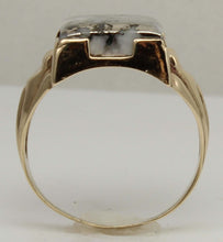 Load image into Gallery viewer, Antique 1920's Art Deco RARE Natural Silver Ore in Quartz Hand Milgrained 10k Solid Gold Men's Ring