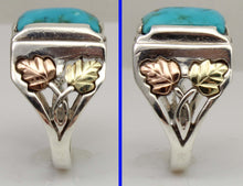 Load image into Gallery viewer, Estate RARE HIGH BLUE Natural Kingman Mine Turquoise 12k Solid Rose &amp; Green Gold &amp; Silver Men's Ring