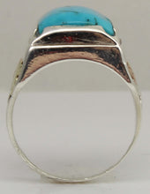 Load image into Gallery viewer, Estate RARE HIGH BLUE Natural Kingman Mine Turquoise 12k Solid Rose &amp; Green Gold &amp; Silver Men's Ring