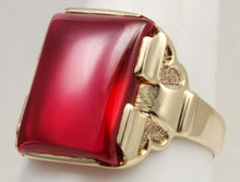 Load image into Gallery viewer, ORNATE Antique 1920's Art Deco LARGE 12ct Ruby 10k Solid Yellow Gold Men's Ring&nbsp;
