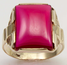 Load image into Gallery viewer, ORNATE Antique 1920's Art Deco LARGE 12ct Ruby 10k Solid Yellow Gold Men's Ring&nbsp;
