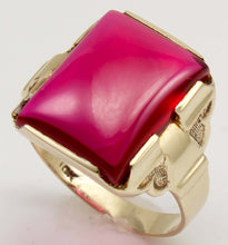 Load image into Gallery viewer, ORNATE Antique 1920's Art Deco LARGE 12ct Ruby 10k Solid Yellow Gold Men's Ring&nbsp;
