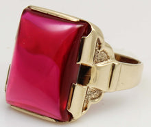 Load image into Gallery viewer, ORNATE Antique 1920's Art Deco LARGE 12ct Ruby 10k Solid Yellow Gold Men's Ring&nbsp;