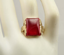 Load image into Gallery viewer, ORNATE Antique 1920's Art Deco LARGE 12ct Ruby 10k Solid Yellow Gold Men's Ring&nbsp;