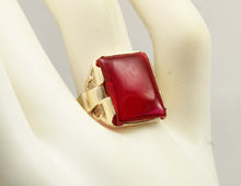 Load image into Gallery viewer, ORNATE Antique 1920's Art Deco LARGE 12ct Ruby 10k Solid Yellow Gold Men's Ring&nbsp;