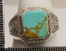 Load image into Gallery viewer, Antique 1920's Art Deco BEAUTIFUL ORANGE SPIDERWEB MATRIX Kingman Mine Turquoise Silver Men's Ring