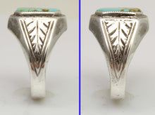 Load image into Gallery viewer, Antique 1920's Art Deco BEAUTIFUL ORANGE SPIDERWEB MATRIX Kingman Mine Turquoise Silver Men's Ring