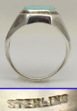 Load image into Gallery viewer, Antique 1920's Art Deco BEAUTIFUL ORANGE SPIDERWEB MATRIX Kingman Mine Turquoise Silver Men's Ring