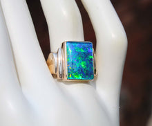 Load image into Gallery viewer, Antique 1920's Art Deco LARGE BLUE GREEN Opal 10k Solid Yellow Gold Men's Ring&nbsp;