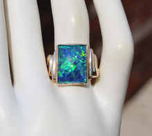 Load image into Gallery viewer, Antique 1920's Art Deco LARGE BLUE GREEN Opal 10k Solid Yellow Gold Men's Ring&nbsp;