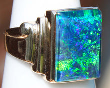 Load image into Gallery viewer, Antique 1920's Art Deco LARGE BLUE GREEN Opal 10k Solid Yellow Gold Men's Ring&nbsp;