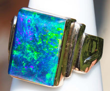 Load image into Gallery viewer, Antique 1920's Art Deco LARGE BLUE GREEN Opal 10k Solid Yellow Gold Men's Ring&nbsp;
