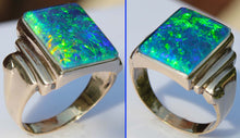 Load image into Gallery viewer, Antique 1920's Art Deco LARGE BLUE GREEN Opal 10k Solid Yellow Gold Men's Ring&nbsp;