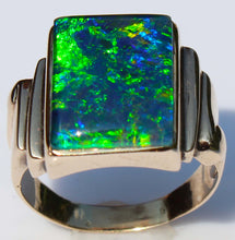 Load image into Gallery viewer, Antique 1920's Art Deco LARGE BLUE GREEN Opal 10k Solid Yellow Gold Men's Ring&nbsp;