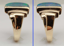 Load image into Gallery viewer, Antique 1920's Art Deco LARGE BLUE GREEN Opal 10k Solid Yellow Gold Men's Ring&nbsp;