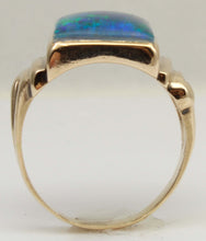 Load image into Gallery viewer, Antique 1920's Art Deco LARGE BLUE GREEN Opal 10k Solid Yellow Gold Men's Ring&nbsp;