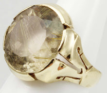 Load image into Gallery viewer, Antique 1920s Art Deco Large 12ct Natural Golden Rutilated Faceted Quartz 10k Solid Gold Men&#39;s Ring