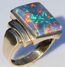 Load image into Gallery viewer, Antique 1920's Art Deco LARGE RAINBOW Opal 10k Solid Yellow Gold Men's Ring&nbsp;