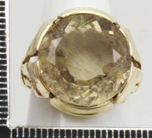 Load image into Gallery viewer, Antique 1920s Art Deco Large 12ct Natural Golden Rutilated Faceted Quartz 10k Solid Gold Men&#39;s Ring