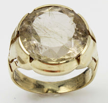 Load image into Gallery viewer, Antique 1920s Art Deco Large 12ct Natural Golden Rutilated Faceted Quartz 10k Solid Gold Men&#39;s Ring