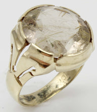 Load image into Gallery viewer, Antique 1920s Art Deco Large 12ct Natural Golden Rutilated Faceted Quartz 10k Solid Gold Men&#39;s Ring