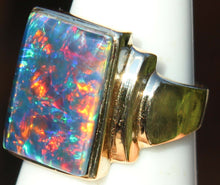 Load image into Gallery viewer, Antique 1920's Art Deco LARGE RAINBOW Opal 10k Solid Yellow Gold Men's Ring&nbsp;
