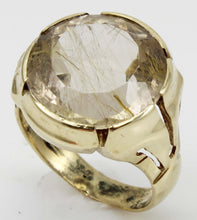 Load image into Gallery viewer, Antique 1920s Art Deco Large 12ct Natural Golden Rutilated Faceted Quartz 10k Solid Gold Men&#39;s Ring