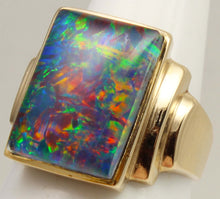 Load image into Gallery viewer, Antique 1920's Art Deco LARGE RAINBOW Opal 10k Solid Yellow Gold Men's Ring&nbsp;