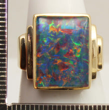 Load image into Gallery viewer, Antique 1920's Art Deco LARGE RAINBOW Opal 10k Solid Yellow Gold Men's Ring&nbsp;