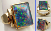 Load image into Gallery viewer, Antique 1920's Art Deco LARGE RAINBOW Opal 10k Solid Yellow Gold Men's Ring&nbsp;