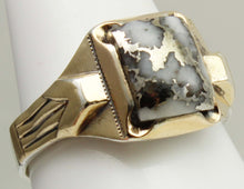 Load image into Gallery viewer, Antique 1920's Art Deco SIGNED Ostby &amp; Barton RARE Silver Ore in Quartz Silver &amp; 10k Gold Men's Ring