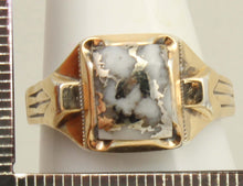 Load image into Gallery viewer, Antique 1920's Art Deco SIGNED Ostby &amp; Barton RARE Silver Ore in Quartz Silver &amp; 10k Gold Men's Ring