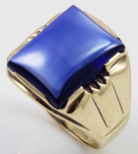 Load image into Gallery viewer, Antique 1920&#39;s Art Deco LARGE 12ct Blue Sapphire 10k Solid Yellow Gold Men&#39;s Ring