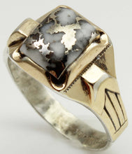 Load image into Gallery viewer, Antique 1920's Art Deco SIGNED Ostby &amp; Barton RARE Silver Ore in Quartz Silver &amp; 10k Gold Men's Ring
