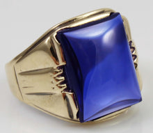 Load image into Gallery viewer, Antique 1920&#39;s Art Deco LARGE 12ct Blue Sapphire 10k Solid Yellow Gold Men&#39;s Ring