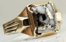 Load image into Gallery viewer, Antique 1920's Art Deco SIGNED Ostby &amp; Barton RARE Silver Ore in Quartz Silver &amp; 10k Gold Men's Ring