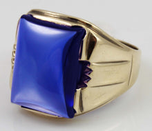 Load image into Gallery viewer, Antique 1920&#39;s Art Deco LARGE 12ct Blue Sapphire 10k Solid Yellow Gold Men&#39;s Ring