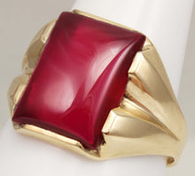 Load image into Gallery viewer, Vintage 1940&#39;s SIGNED Ullenberg Jewelry LARGE 12ct Ruby 10k Solid Yellow Gold Men&#39;s Ring