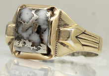 Load image into Gallery viewer, Antique 1920's Art Deco SIGNED Ostby &amp; Barton RARE Silver Ore in Quartz Silver &amp; 10k Gold Men's Ring