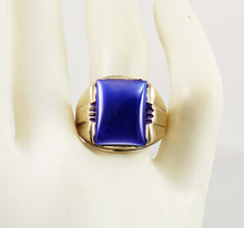 Load image into Gallery viewer, Antique 1920&#39;s Art Deco LARGE 12ct Blue Sapphire 10k Solid Yellow Gold Men&#39;s Ring