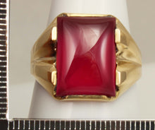 Load image into Gallery viewer, Vintage 1940&#39;s SIGNED Ullenberg Jewelry LARGE 12ct Ruby 10k Solid Yellow Gold Men&#39;s Ring