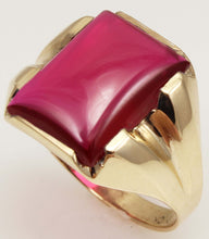 Load image into Gallery viewer, Vintage 1940&#39;s SIGNED Ullenberg Jewelry LARGE 12ct Ruby 10k Solid Yellow Gold Men&#39;s Ring