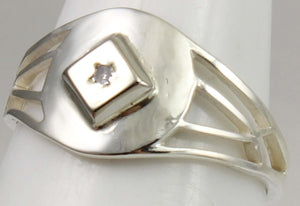 Antique Ostby & Barton 1920's Art Deco Diamond Silver & 10k Solid White Gold Ladies Cocktail Ring